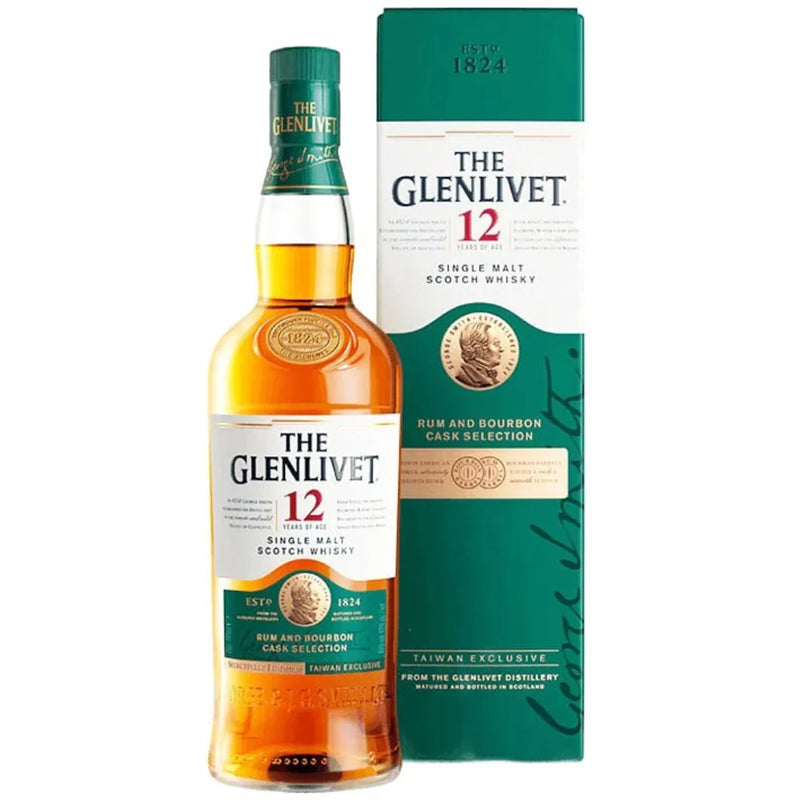現貨｜The GLENLIVET - 格蘭利威 12 Year Rum and Bourbon Cask Single Malt Scotch Whisky (700ml)【下單後1-2個工作日內寄出】