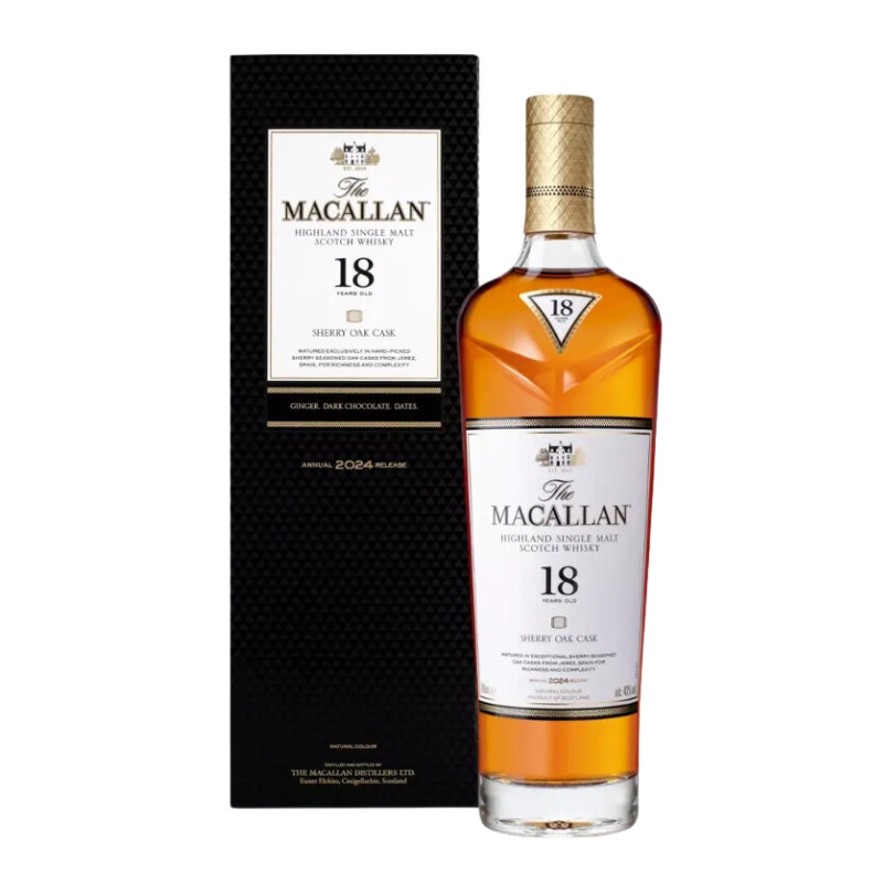 現貨｜The MACALLAN - 麥卡倫 18 Years Old "2024 Release" Sherry Oak Single Malt Whisky (700ml)【香港行貨｜只限門市購買 購買前請先查詢】