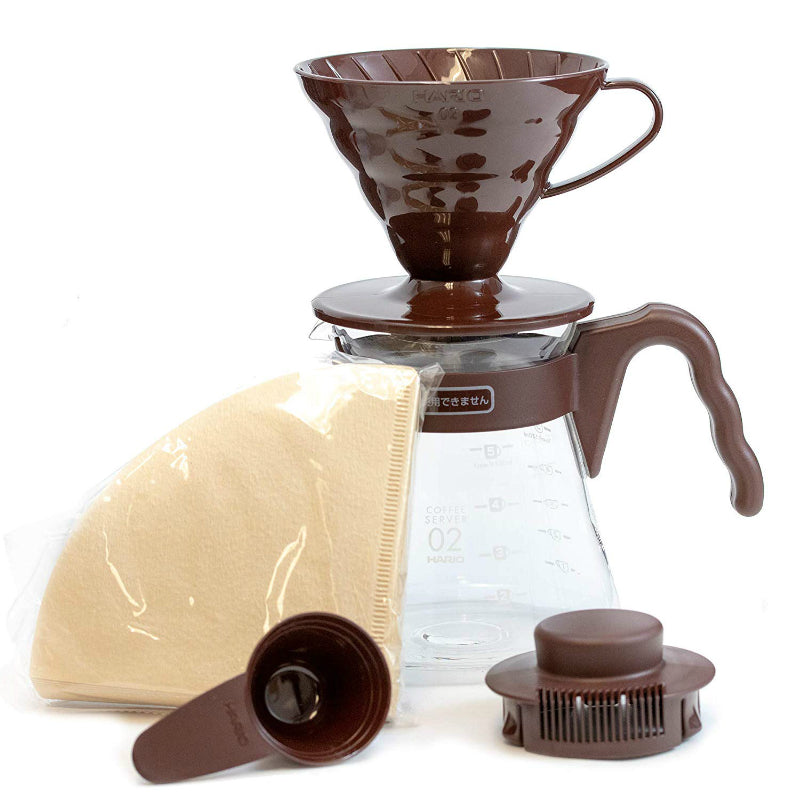 (現貨｜全港免運) HARIO V60 膠濾杯 濾泡咖啡壺組/滴漏咖啡壺組 套裝 含40張濾紙 V60 Coffee Server 02 Set VCSD-02【平行進口】 - Premium Mall HK
